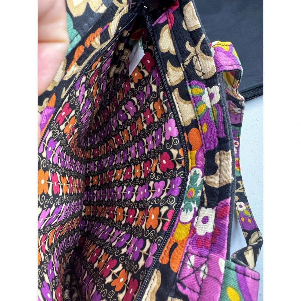 Vera Bradley Provencal Quilted‎ Cotton Laptop Tote Bag Checkpoint Friendly Black